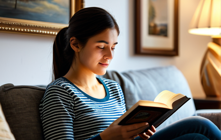 **

"A woman experiencing blurred vision while reading a book in her living room, fully clothed, modest attire, comfortable environment, safe for work, appropriate content, perfect anatomy, natural proportions, family-friendly illustration, warm lighting."

**