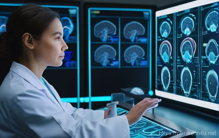 파킨슨병 환자를 위한 전문 병원 - **Prompt:** A hyper-realistic, brightly lit scene inside a state-of-the-art neuroscience research la...