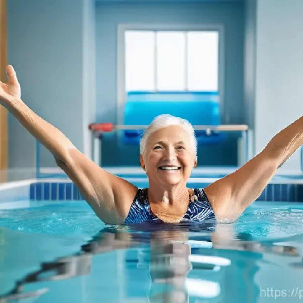 루게릭병 환자와 운동 프로그램 후기 - **Prompt: Joyful Hydrotherapy Session**
    A bright and uplifting image featuring an adult individu...