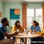 Home 21 난치병 환자 가족 지원 프로그램 - A warm and supportive emotional support group meeting in Brazil, featuring diverse caregivers sittin...