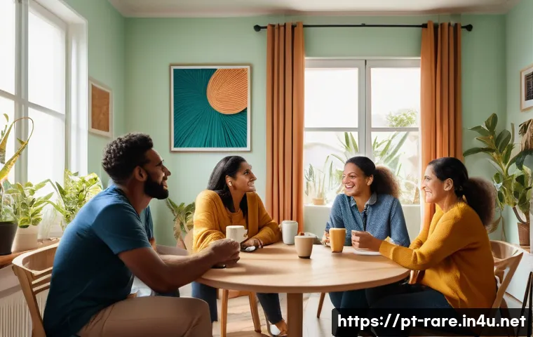난치병 환자 가족 지원 프로그램 - A warm and supportive emotional support group meeting in Brazil, featuring diverse caregivers sittin...