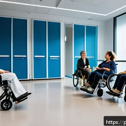 Home 33 루게릭병 환자와 재활치료 병원 - A modern multidisciplinary rehabilitation center for ALS patients in Brazil, showing a diverse team ...