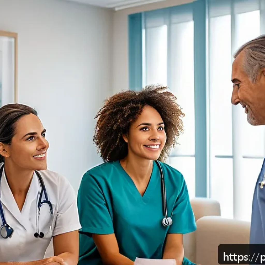 희귀 난치병 환자용 지원 단체 - A warm and inviting multidisciplinary healthcare team in a modern Brazilian clinic setting, featurin...
