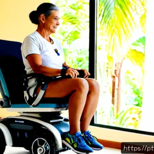 난치성 장애 환자용 재활 기구 - Photorealistic rehabilitation clinic in São Paulo, Brazil, a middle-aged patient with a severe mobil...