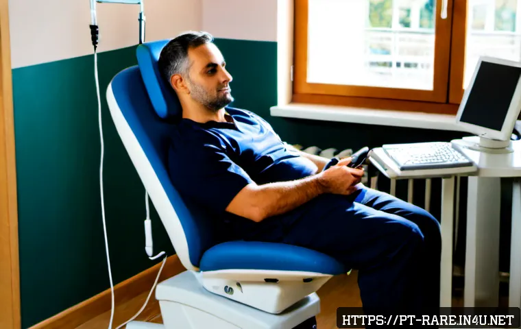 Home 17 근육병 진단 장비 리뷰 - Photorealistic neuromuscular diagnostic clinic in Portugal, modern electromyography equipment beside...